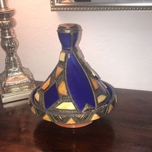 Antique Moroccan Domed Bowl w Silver Nickel Filigree Extremely Rare